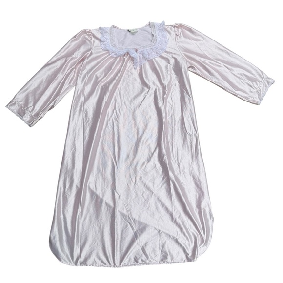 Vintage Apostrophe Pink Nightgown with Lace Trim Size Medium - Picture 1 of 16